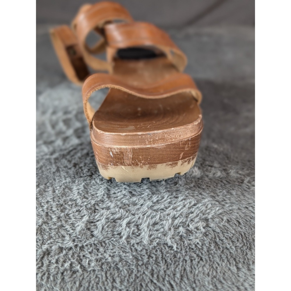 Swedish Hasbeens Sandal Wood Heel Boho Leather EU 40 Gladiator Handmade Spring - Picture 8 of 16